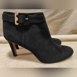 Women's Vince Camuto Chrissa Black Suede Leather Ankle Booties, 10